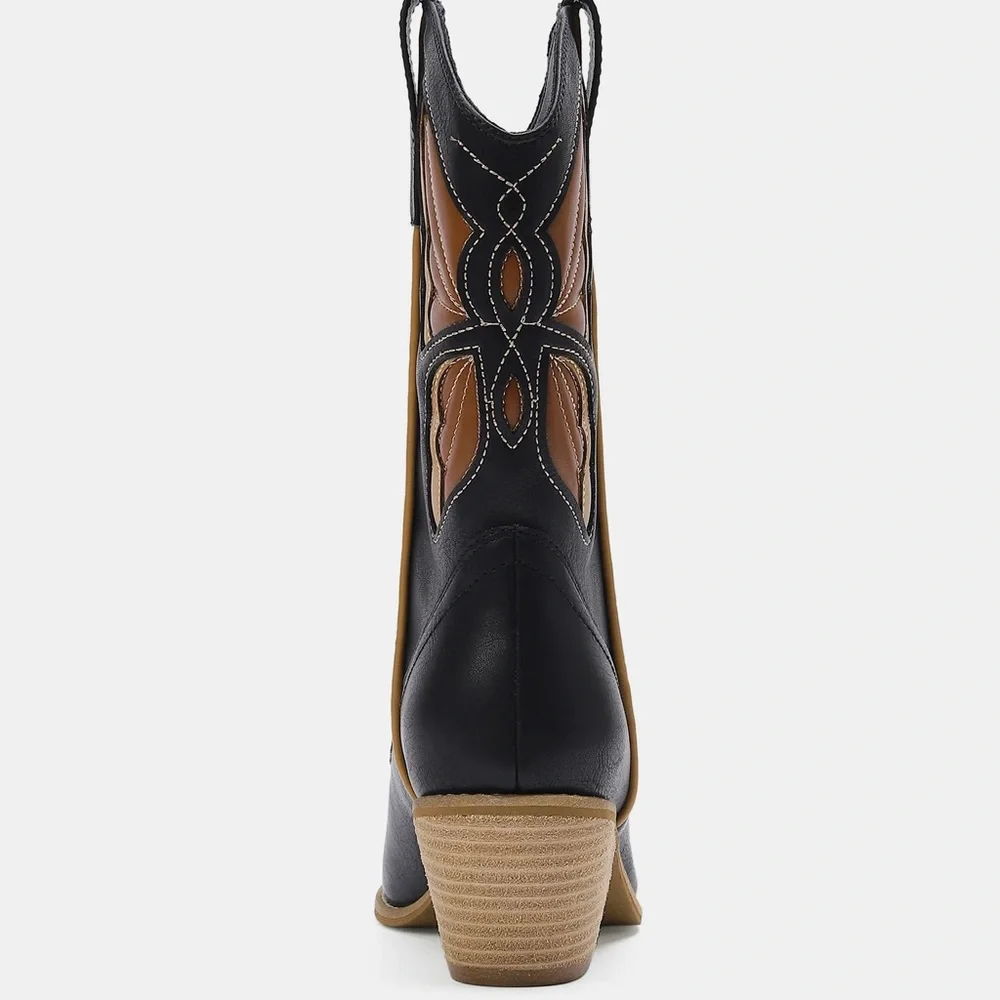 Beast Fashion Butterfly Cut Detail Point Toe Boots - Picture 5 of 8